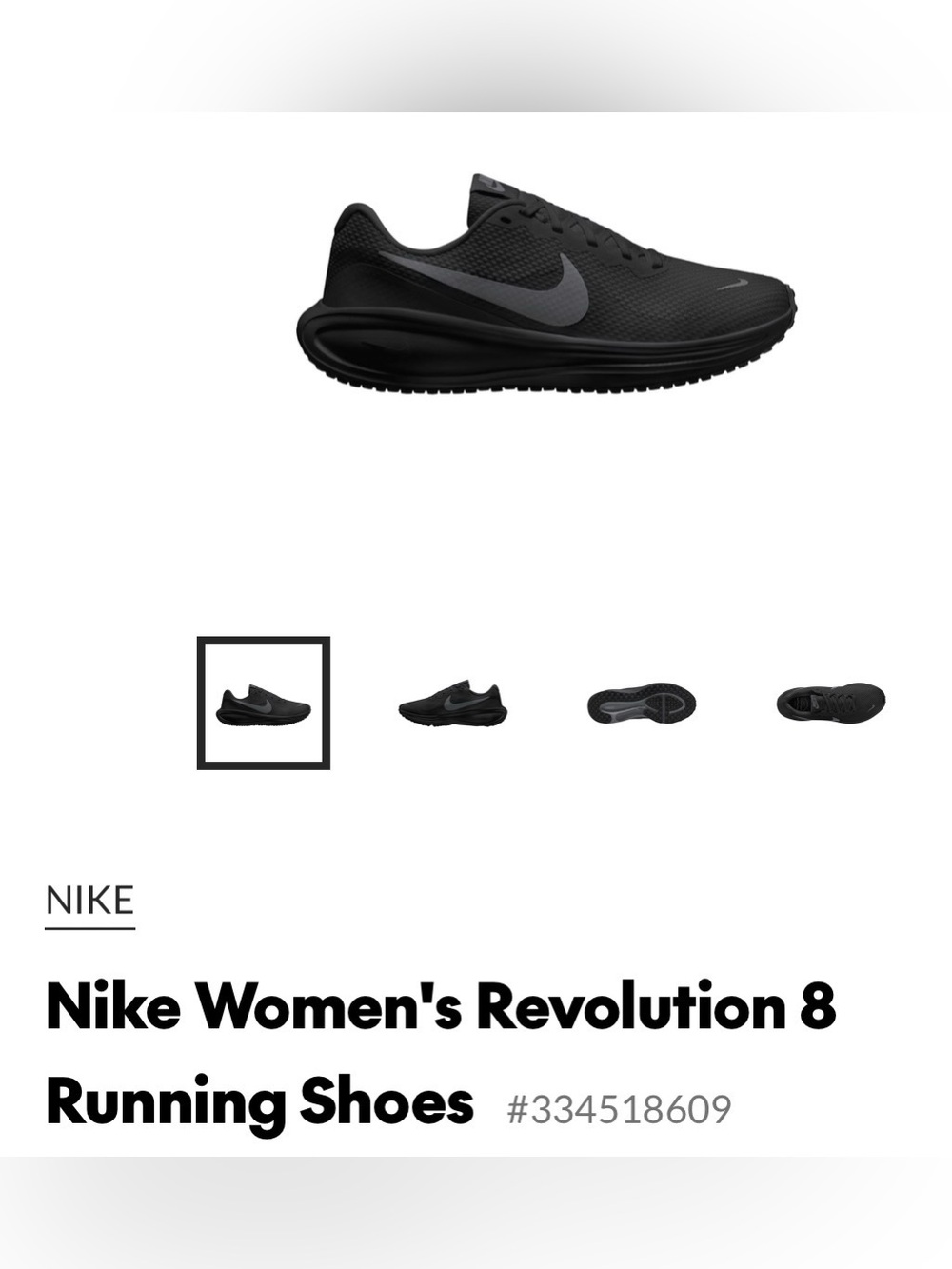 Nike Women's Revolution 8 Running Shoes - Black - lightly worn